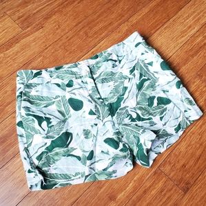 Tropical Print Linen Shorts